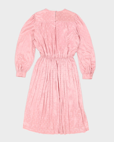 Vintage 70s In The Mood Pink Long Sleeve Dress - L
