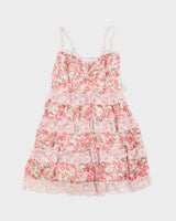 Pink Floral Tiered Dress - XXS