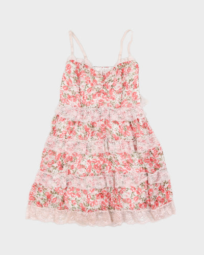 Pink Floral Tiered Dress - XXS