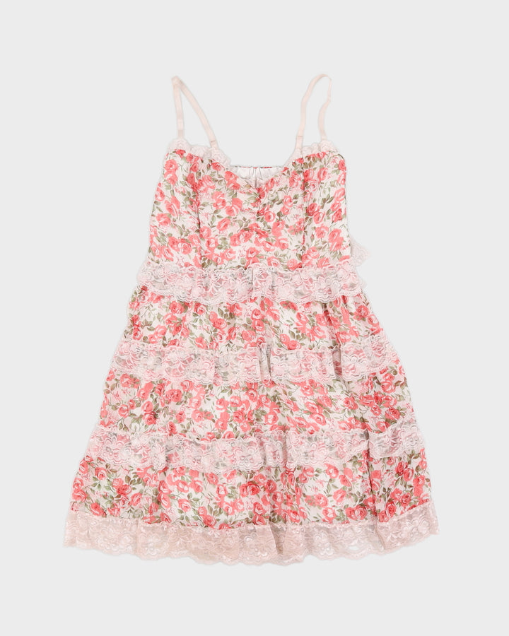 Pink Floral Tiered Dress - XXS