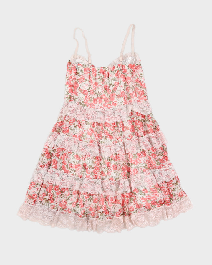 Pink Floral Tiered Dress - XXS