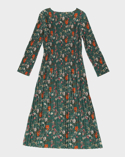 Vintage Green Floral Textured Dress - M