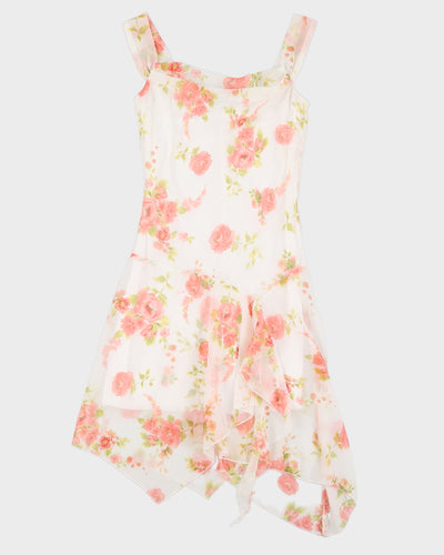 Y2K White Floral Summer Dress - XS