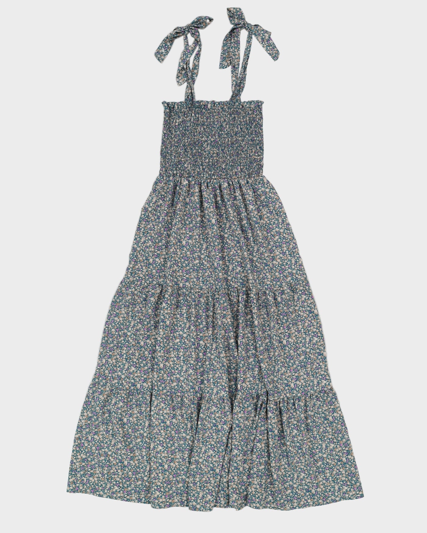 Green Floral Maxi Dress - S