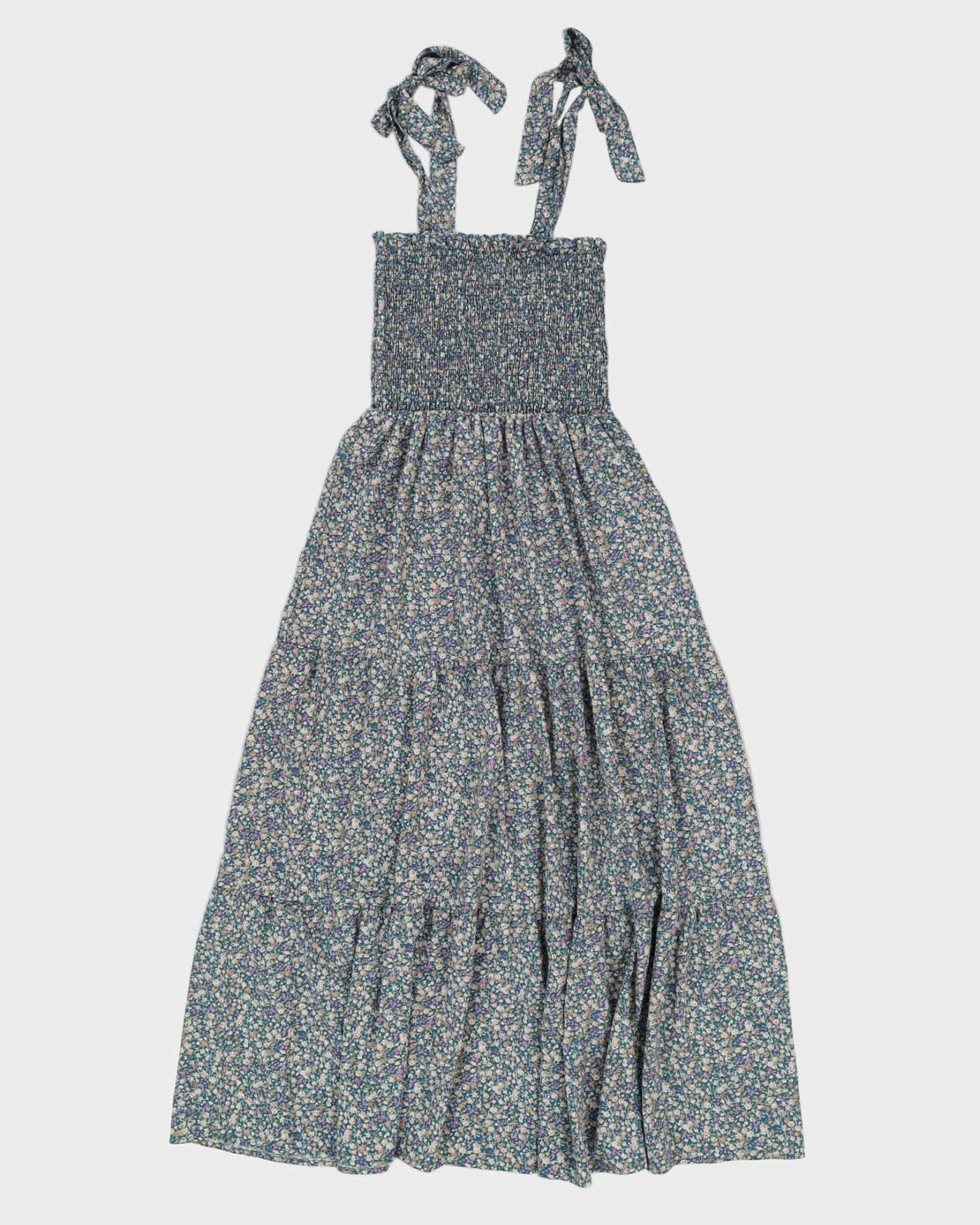 Green Floral Maxi Dress - S