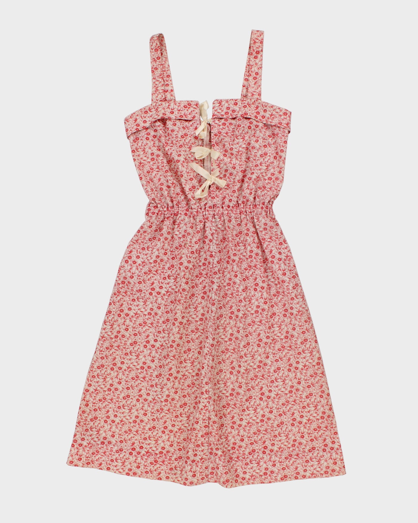Handmade Red Patterned Sleeveless Dress - S