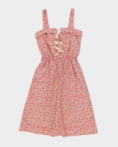 Handmade Red Patterned Sleeveless Dress - S