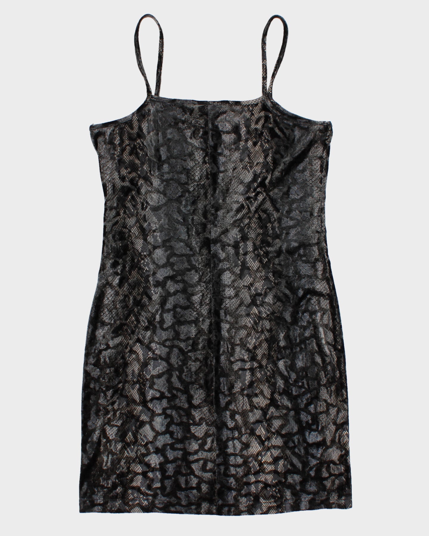 Vintage 90s M Studio Reptile Print Velvet Mini Dress - S/M