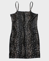 Vintage 90s M Studio Reptile Print Velvet Mini Dress - S/M