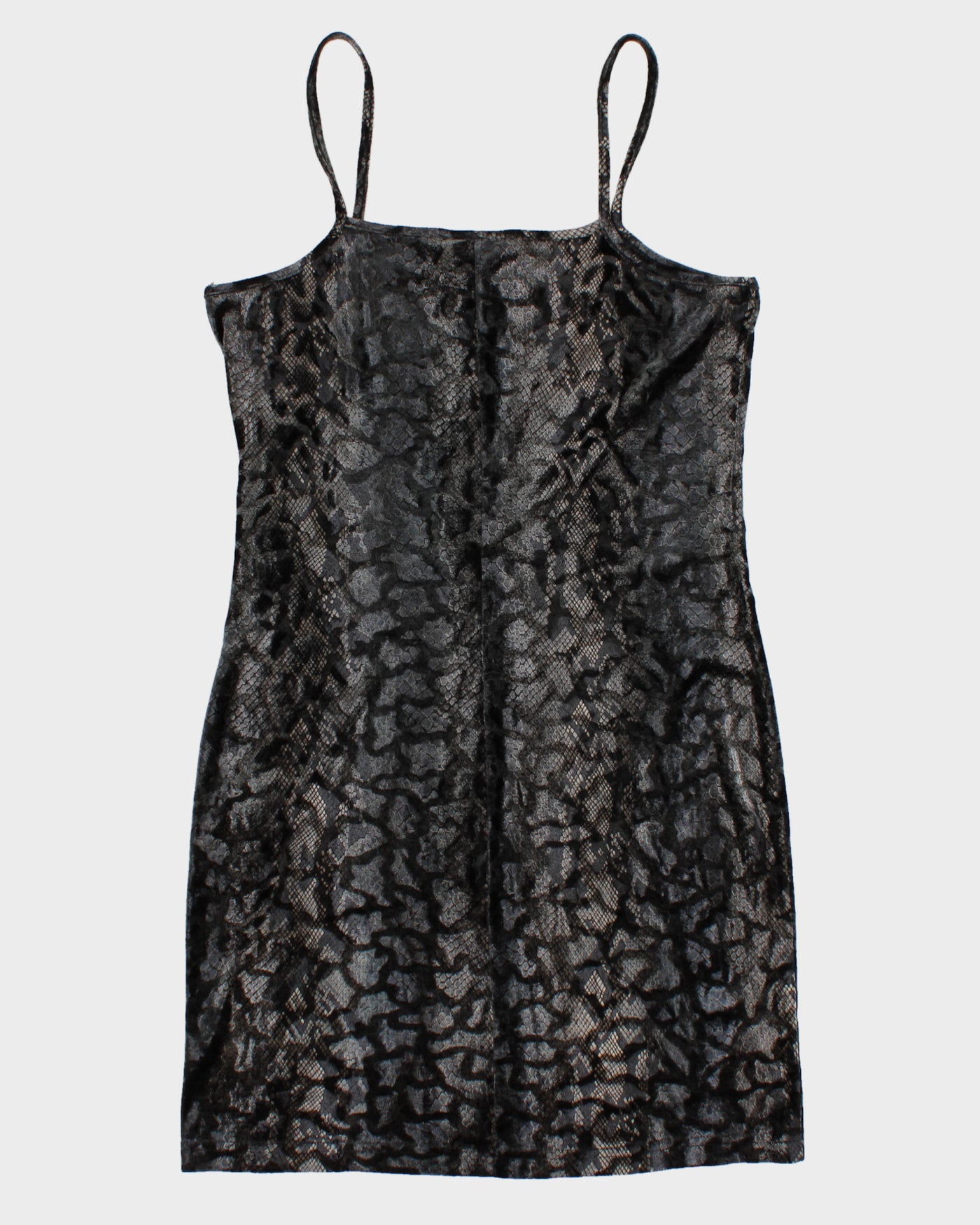 Vintage 90s M Studio Reptile Print Velvet Mini Dress - S/M