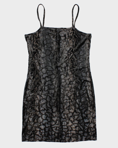 Vintage 90s M Studio Reptile Print Velvet Mini Dress - S/M