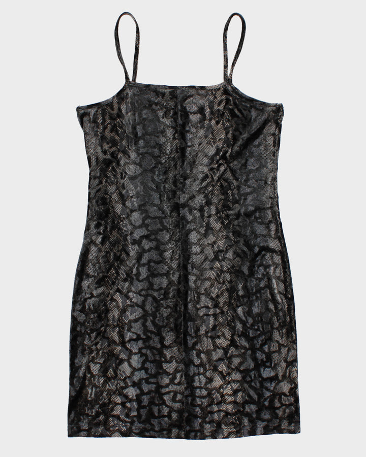 Vintage 90s M Studio Reptile Print Velvet Mini Dress - S/M