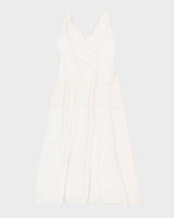 Vintage White Embroidered Maxi Dress - S