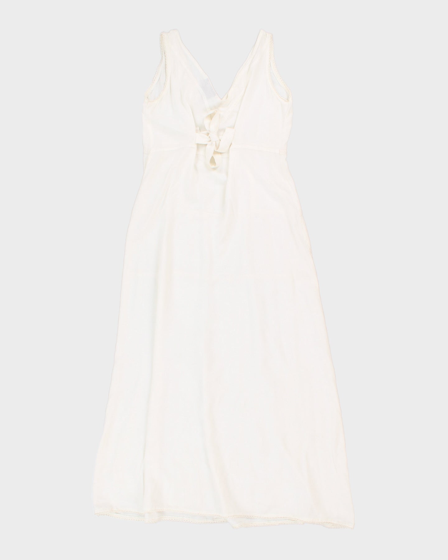 Vintage White Embroidered Maxi Dress - S