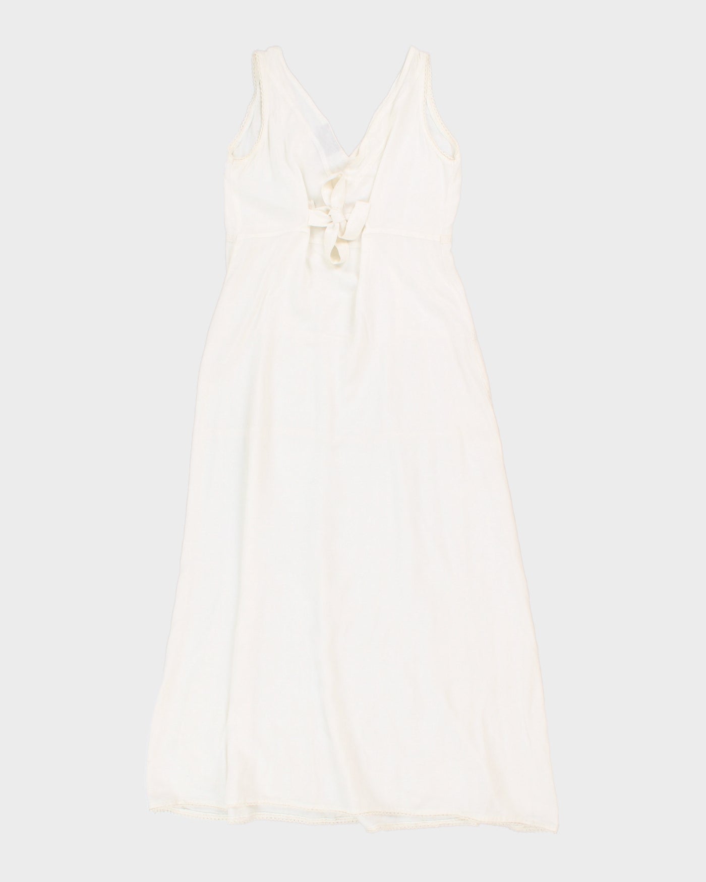 Vintage White Embroidered Maxi Dress - S