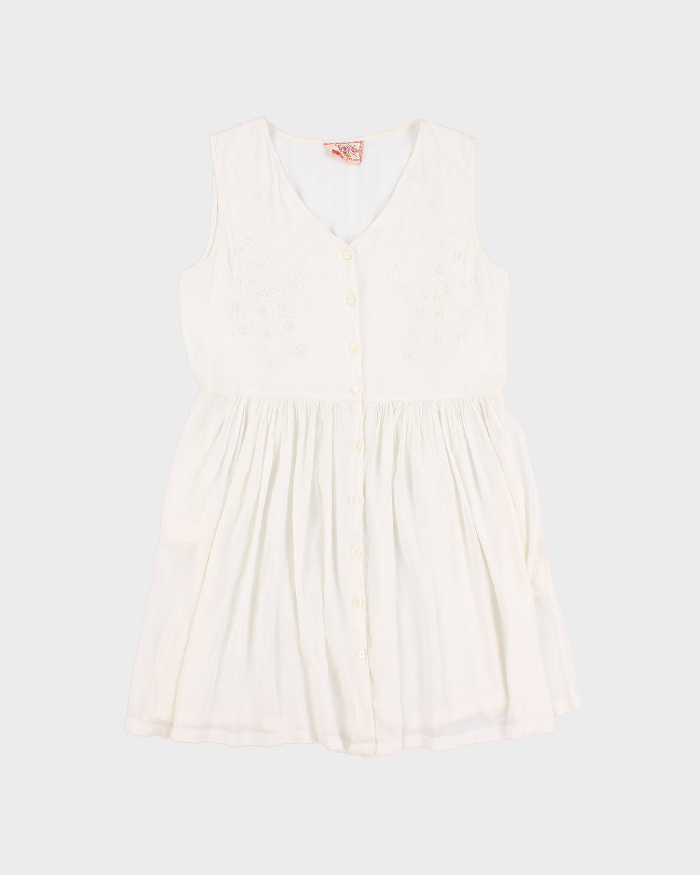 Vintage 90s Pudding Shop White Button-Up Skater Dress - M