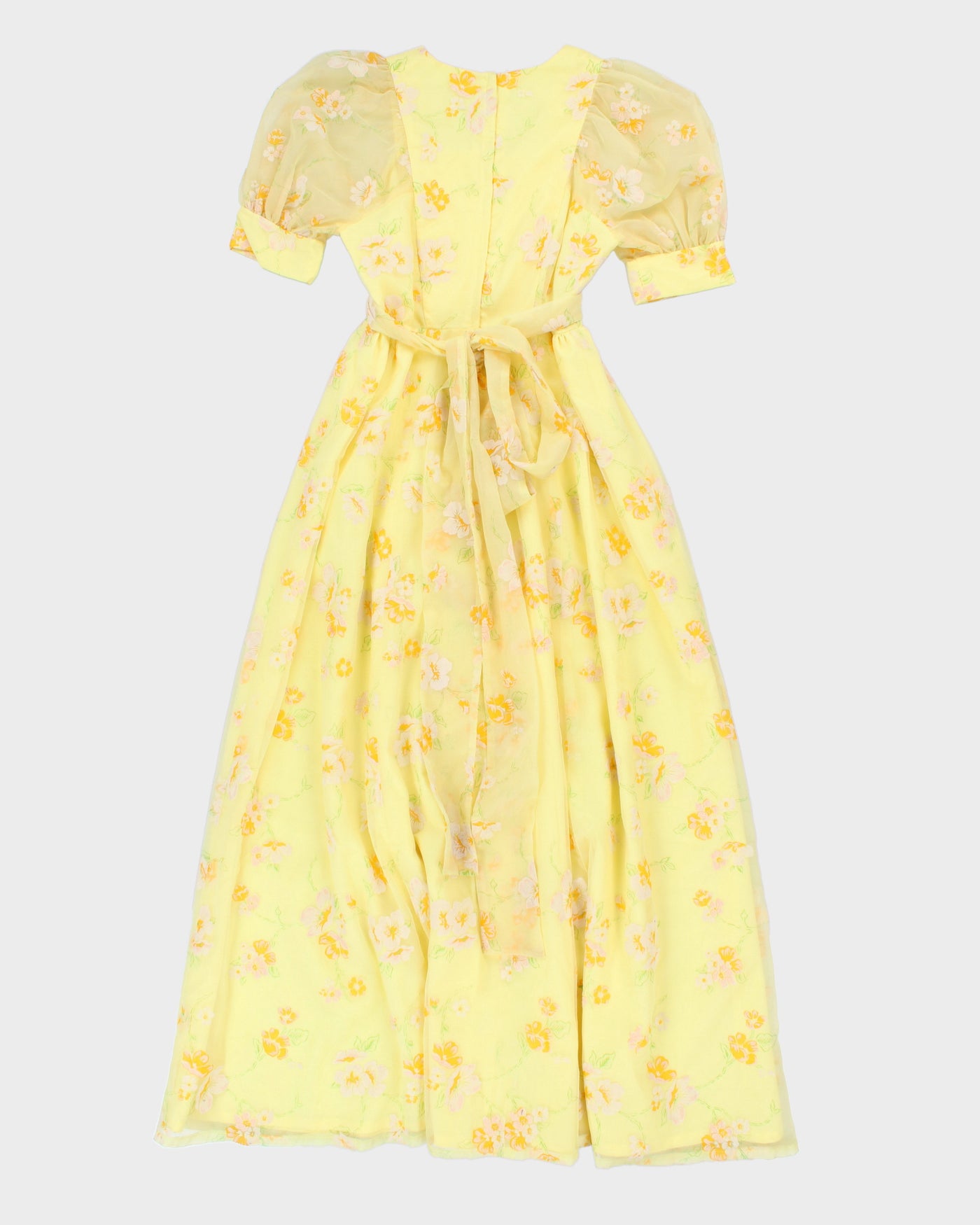 Vintage Handmade Floral Yellow Summer Dress - S