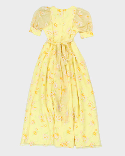 Vintage Handmade Floral Yellow Summer Dress - S