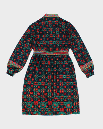 Vintage 70s Nancy Green Floral Dress - S