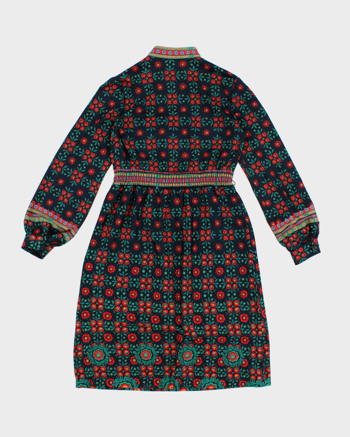 Vintage 70s Nancy Green Floral Dress - S