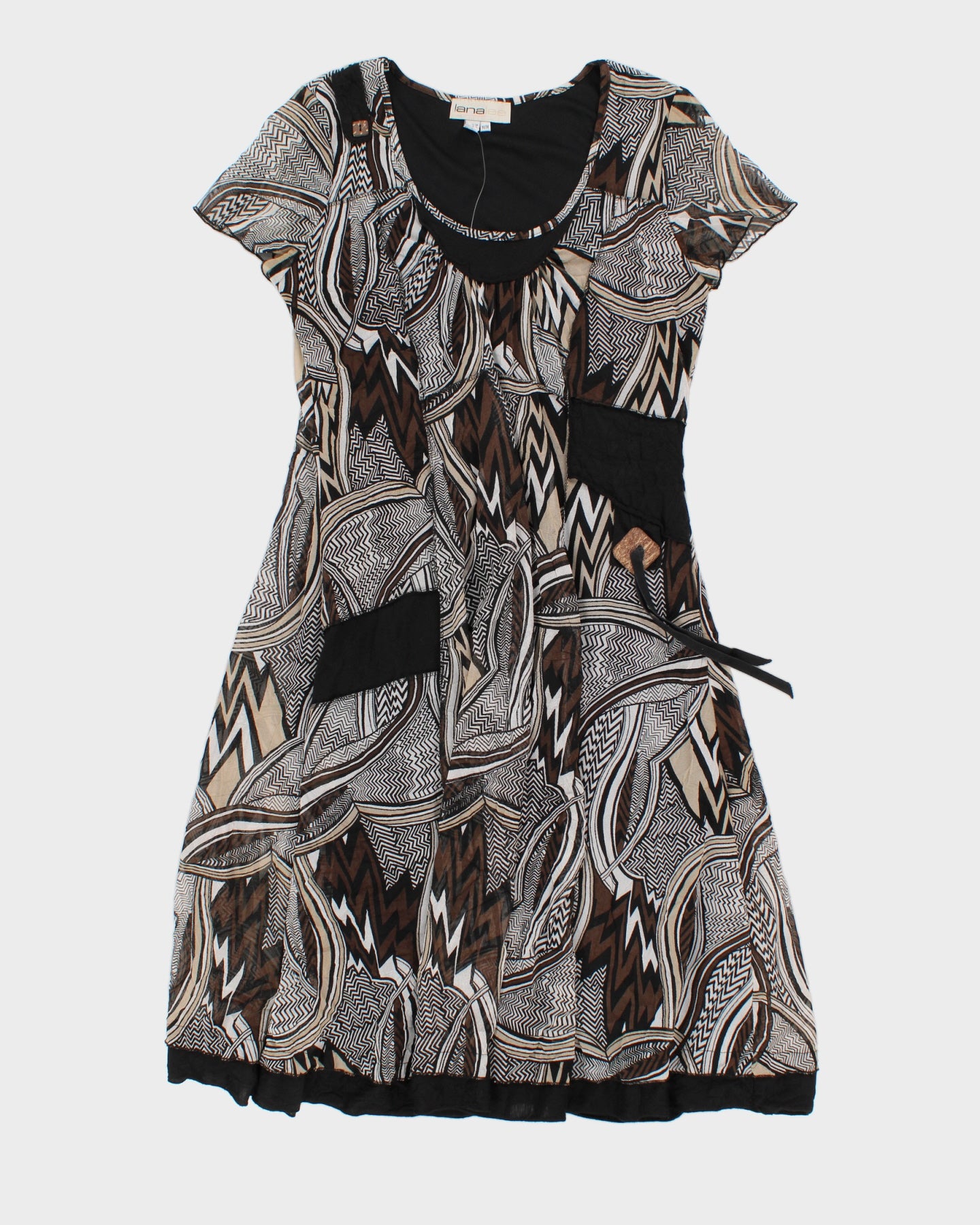 Vintage 90s Lana Lee Patterned Midi Dress - M