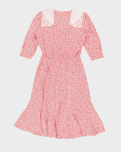 Vintage 80s Tara Lynne Lace Collared Floral Dress - L