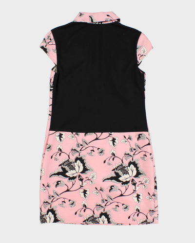 Diane Von Furstenberg Pink & Black Floral Dress - S/M