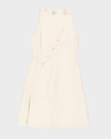 Vintage 90s Armani Collezioni Cream Linen &amp; Silk Blend Midi Dress - S