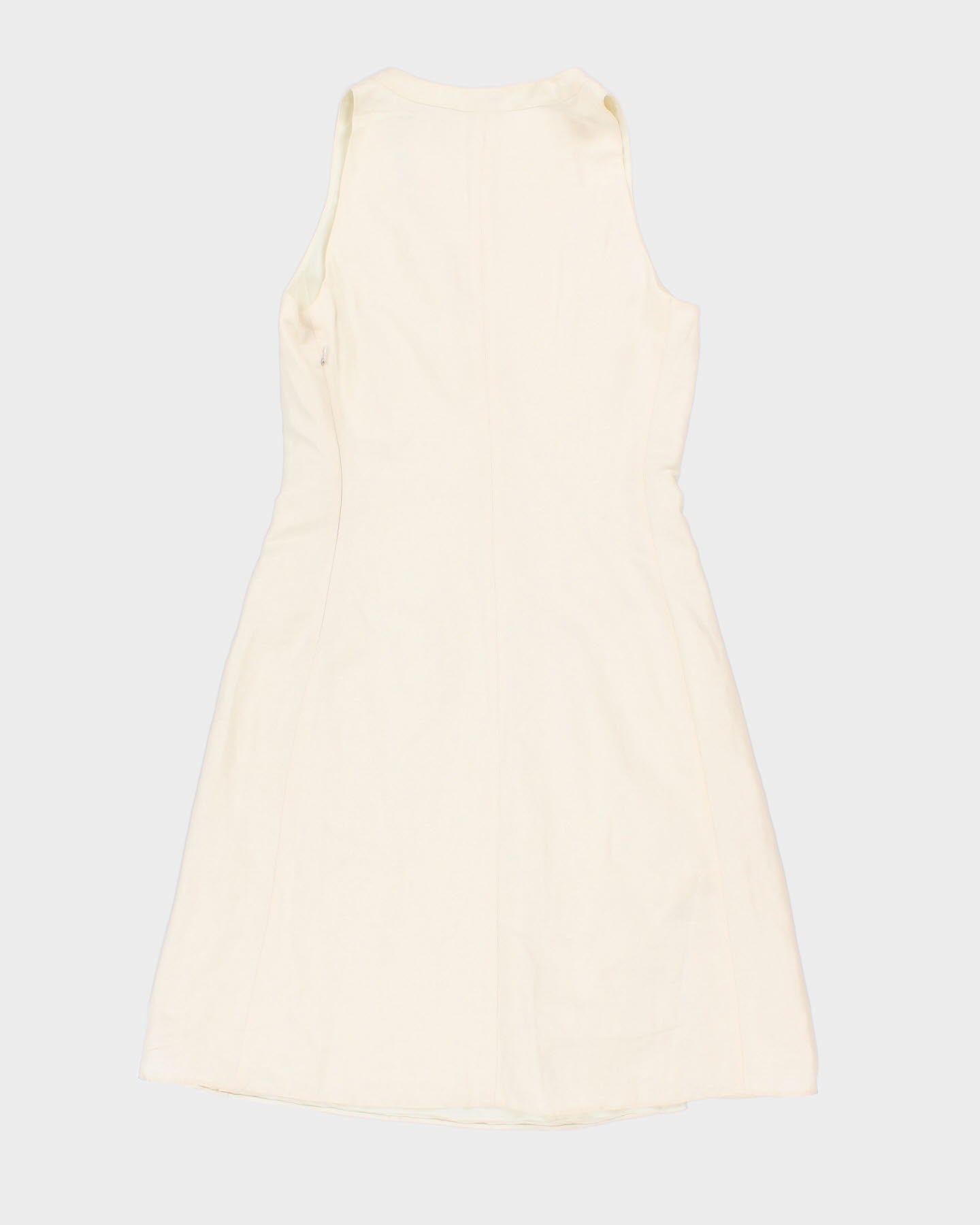 Vintage 90s Armani Collezioni Cream Linen &amp; Silk Blend Midi Dress - S