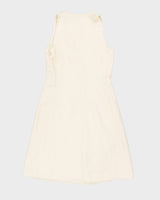 Vintage 90s Armani Collezioni Cream Linen &amp; Silk Blend Midi Dress - S