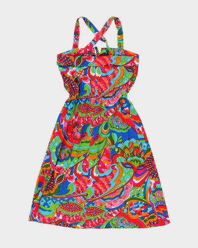 Vintage Handmade Psychedelic Print Mini Dress - XS/S
