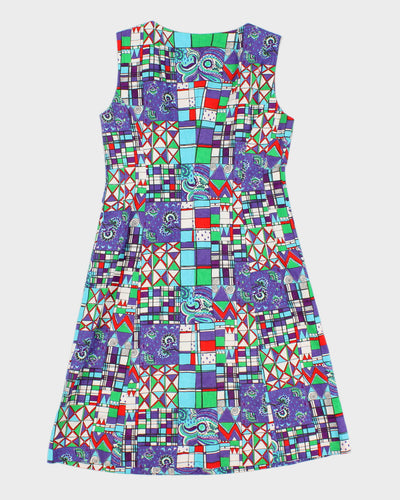 Vintage Handmade Purple Printed Midi Dress - S/M
