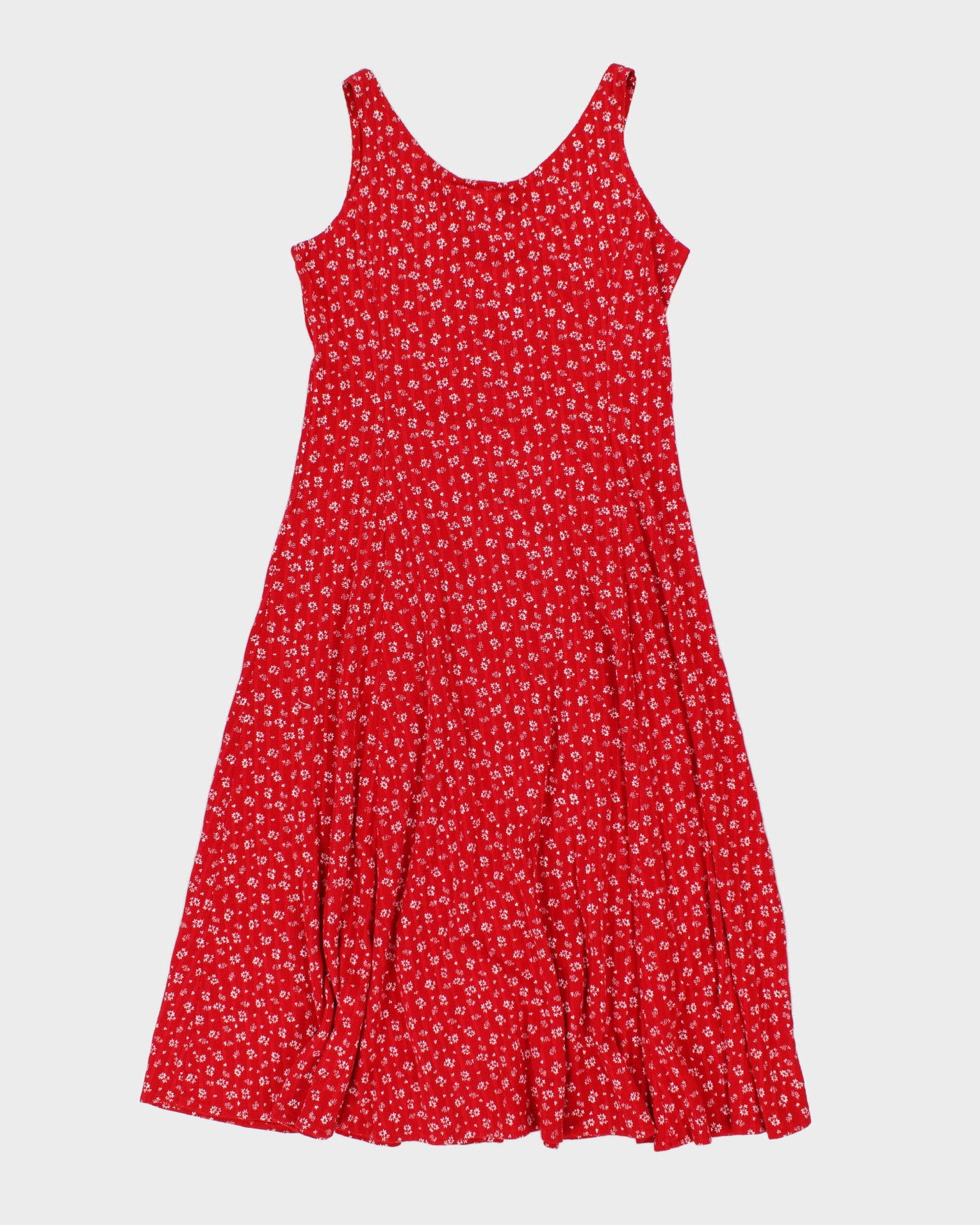 Vintage 90s Red Floral Flowy Button Up Maxi Dress - M