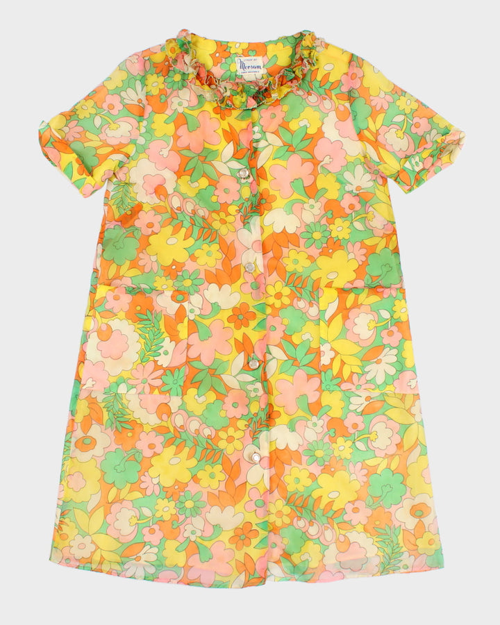 Vintage 70s Morsam Floral House Dress - L