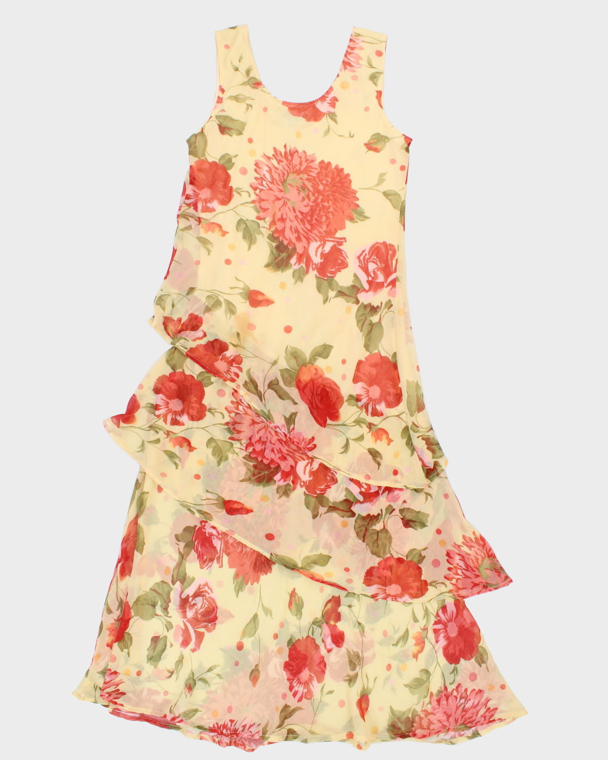 Vintage 90s Style De Paris Tiered Floral Dress - XL