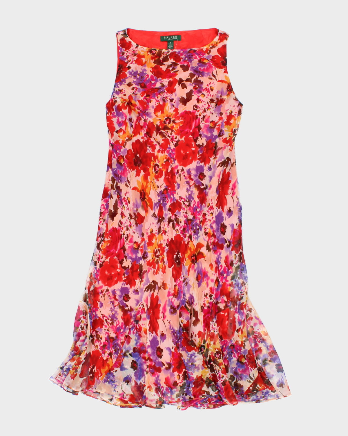 Y2K 00s Ralph Lauren Floral Silk Dress - M