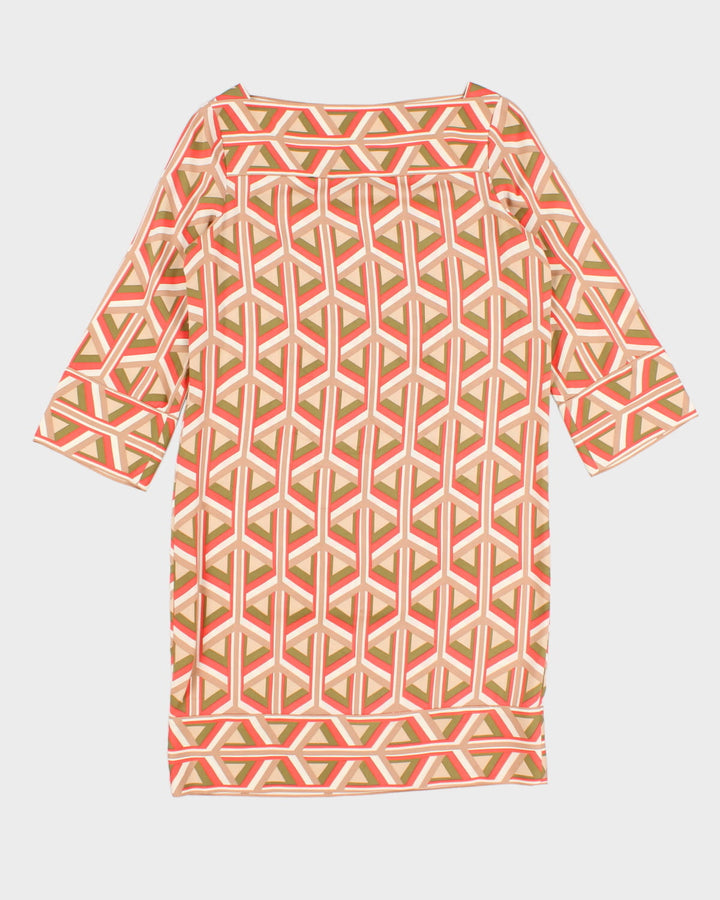 Y2K 00s Diane Von Furstenberg Abstract Patterned Silk Dress - M