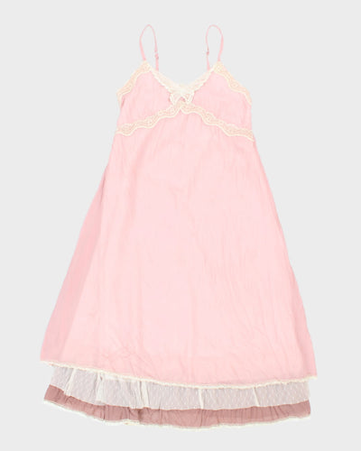 Y2K 00s Butterfly Pink Midi Dress - M