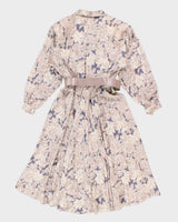 Vintage 80s Leslie Fay Long Sleeve Floral Dress With Belt - M