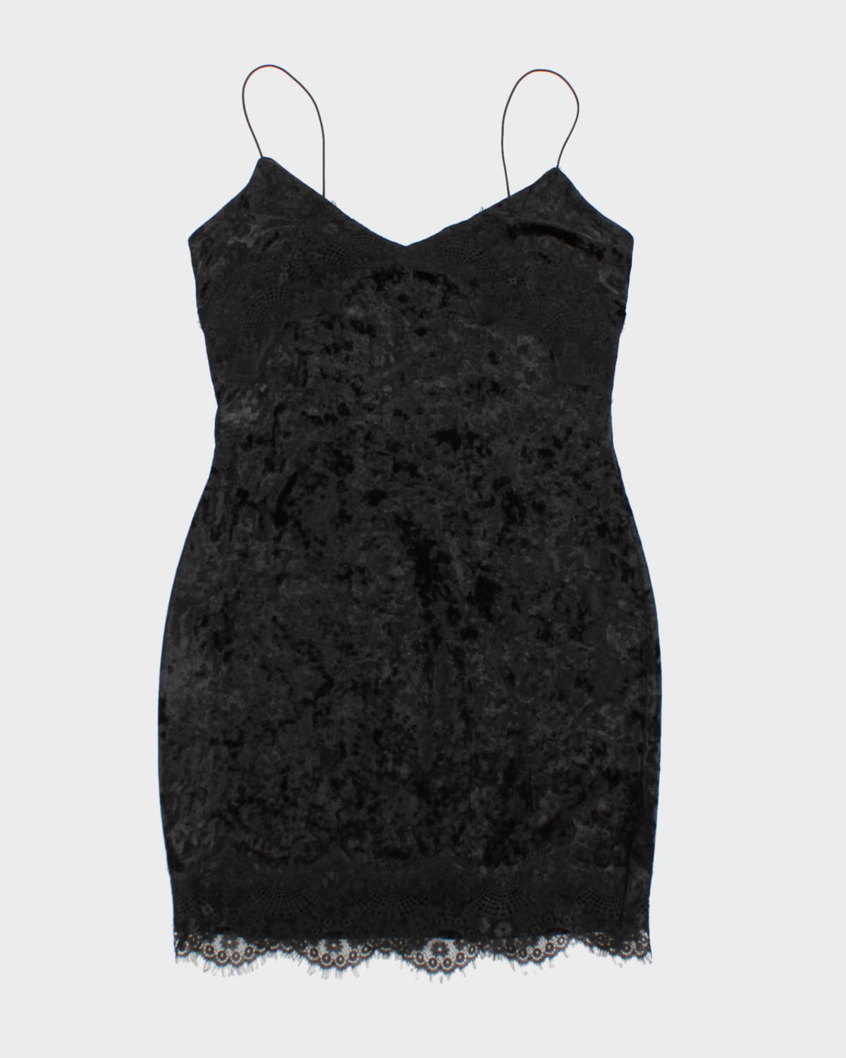Guess Black Velour Lace Mini Dress - M