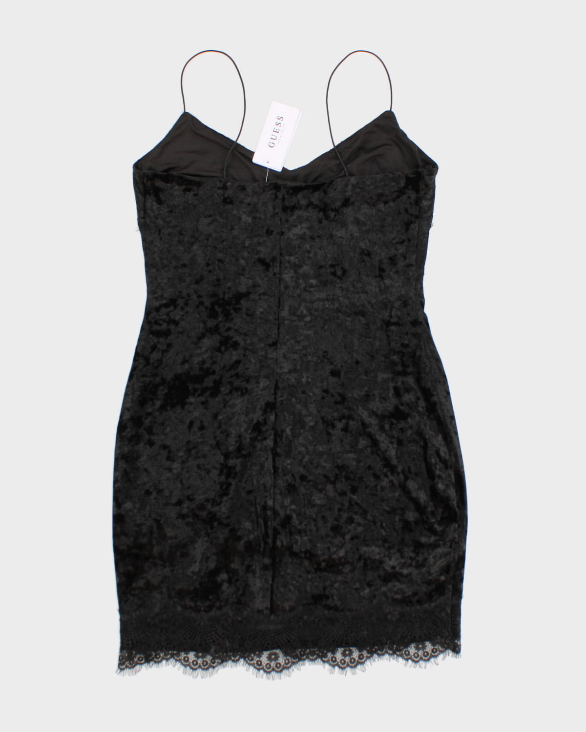 Guess Black Velour Lace Mini Dress