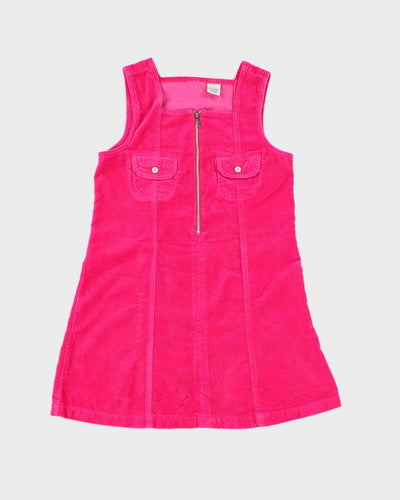 Vintage Pink Zip Cotton Velvet Mini Dress - S