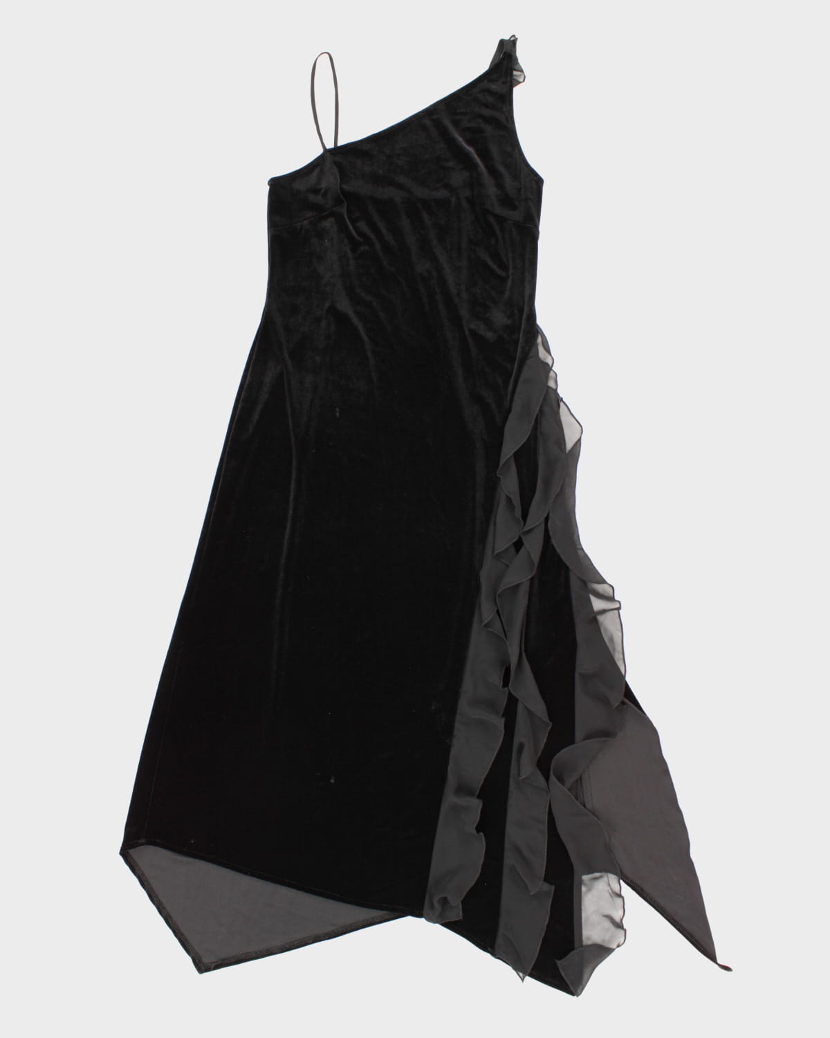 Y2K Velvet One Shoulder Trim Detail Gown - M