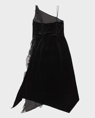 Y2K Velvet One Shoulder Trim Detail Gown - M