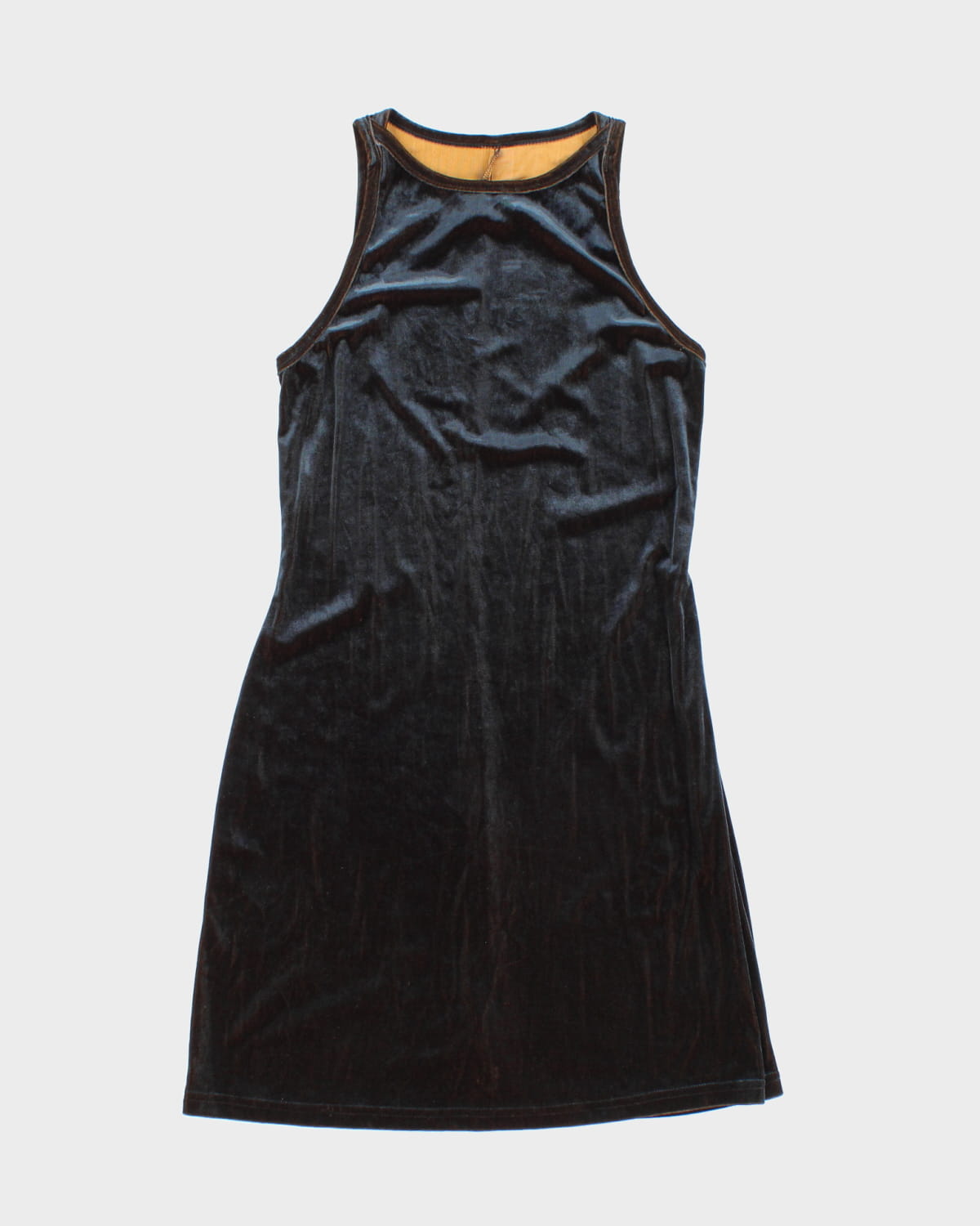 Vintage 90s All That Jazz Blue/Gold Two Tone Velvet Dress - M