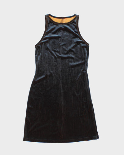 Vintage 90s All That Jazz Blue/Gold Two Tone Velvet Dress - M