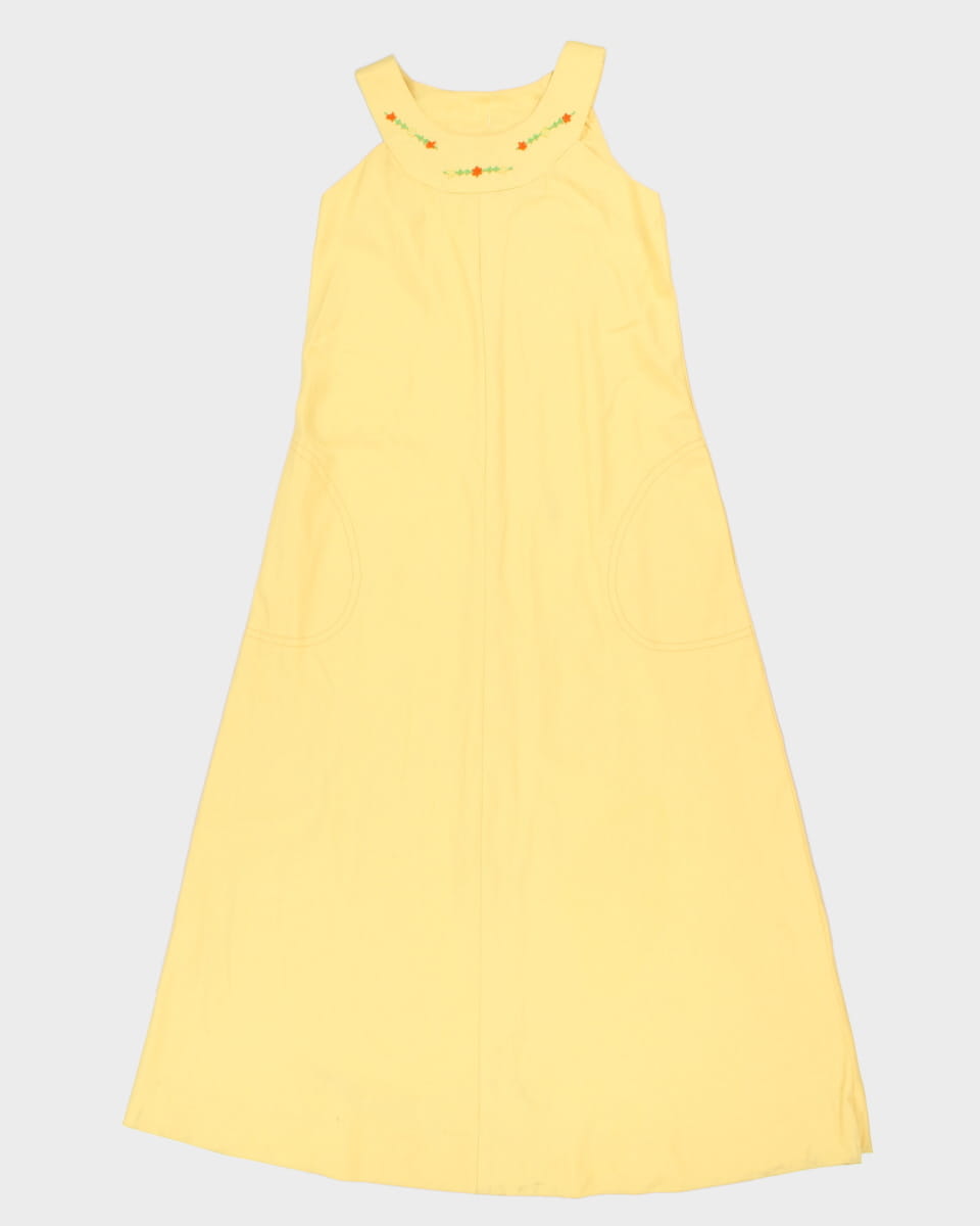 Vintage Handmade Yellow High Neck Maxi Dress - S/M
