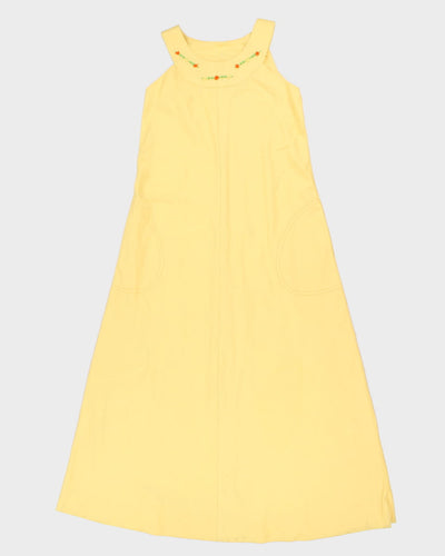 Vintage Handmade Yellow High Neck Maxi Dress - S/M