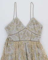Self-Portait Greige Beaded Tulle Dress - UK 12