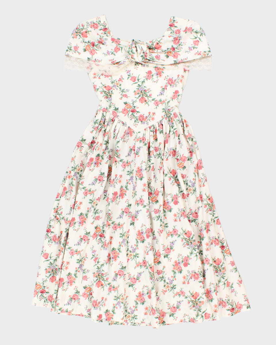 Vintage 80s Handmade Floral Evening Dress - XS